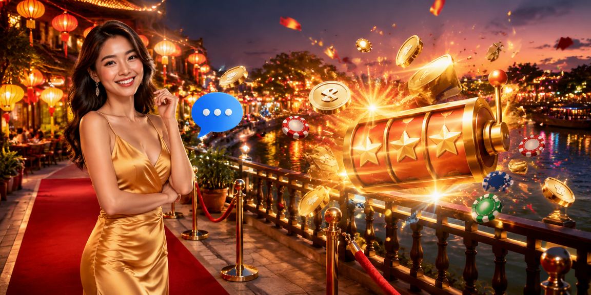Người chơi slot game tại chợ đêm Hà Nội với ánh đèn sôi động về đêm
